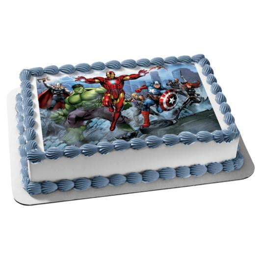 Mariner Forhandle Afdeling Marvel Avengers Thor the Hulk Iron Man Captain America Black Widow Nick  Fury Hawkeye Edible Cake Topper Image - Walmart.com