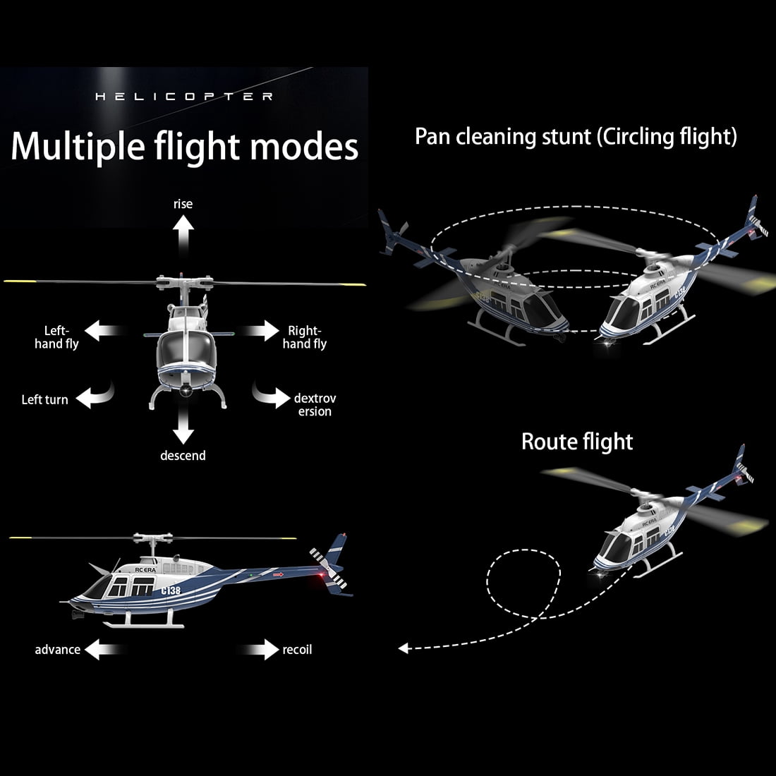 C138 RC Helicopter, 2.4G 6CH No Aileron Design with Altitude Hold & 6-Axis Gyro for Ultra-Stable Flight, One-Key Takeoff & Landing, Beginner-Friendly RC Aircraft for Adults (RTF)