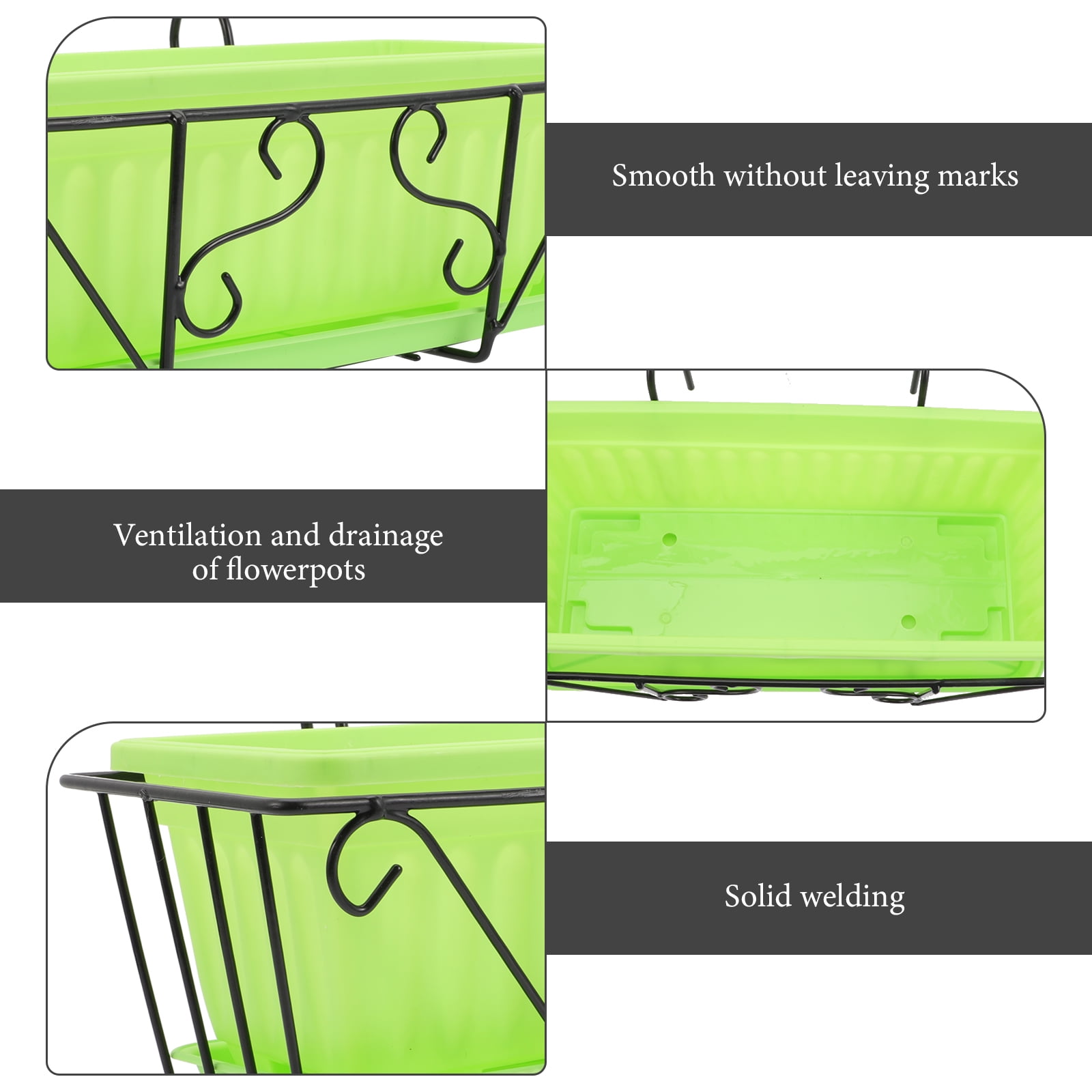 TAILTOSS 1Set Rectangular Vegetable Growing Pots with Iron Rack and Tray for Home Balcony Garden