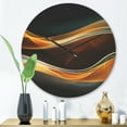 thumbnail image 2 of Designart 'Fractal 3D Gold Waves in Black' Modern Wood Wall Clock, 2 of 5