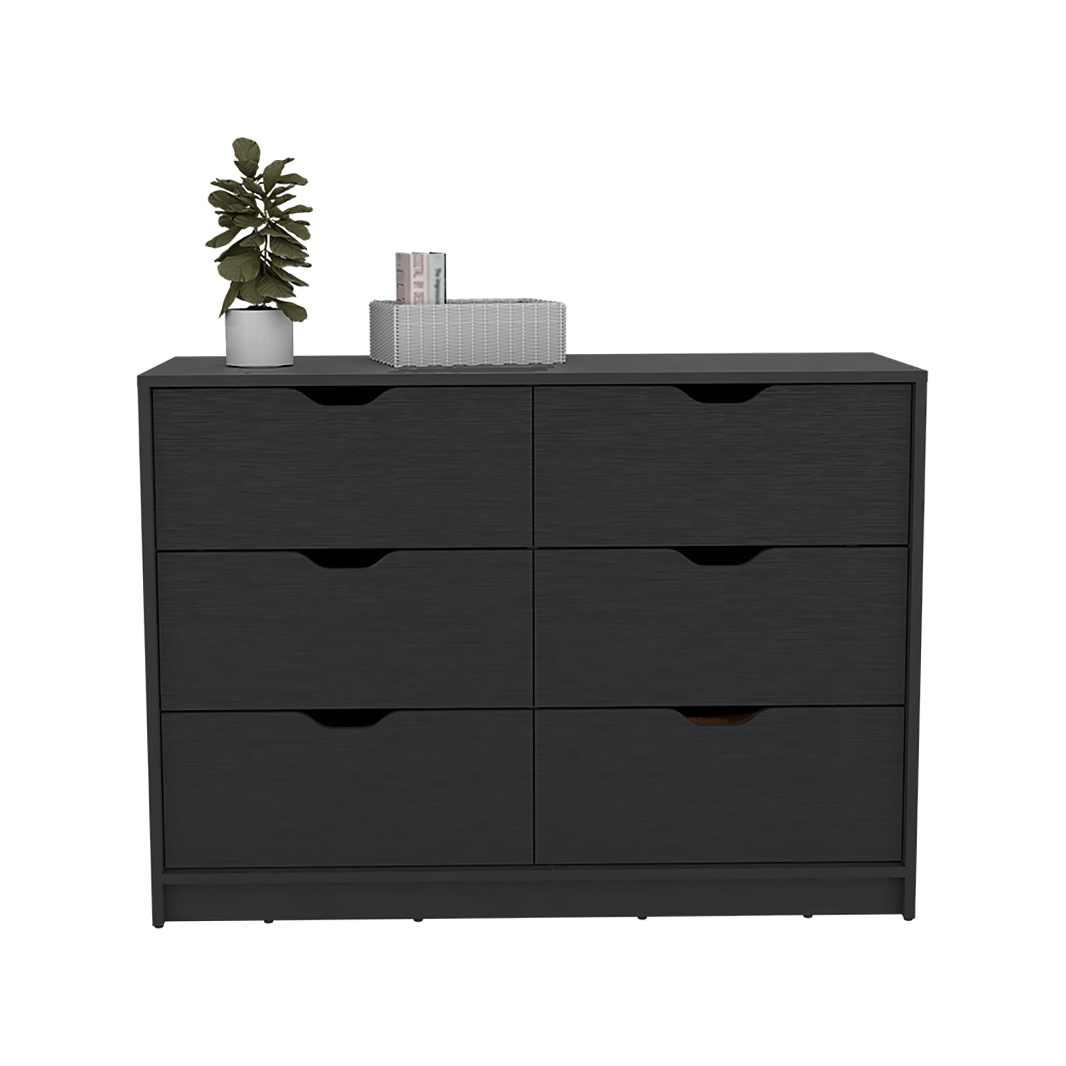 Kadyn 4 Drawers Dresser with 2 Cabinets, Black Nursery Dresser for Living Room, Storage Cabinet, 42.20"W Chest of Drawers