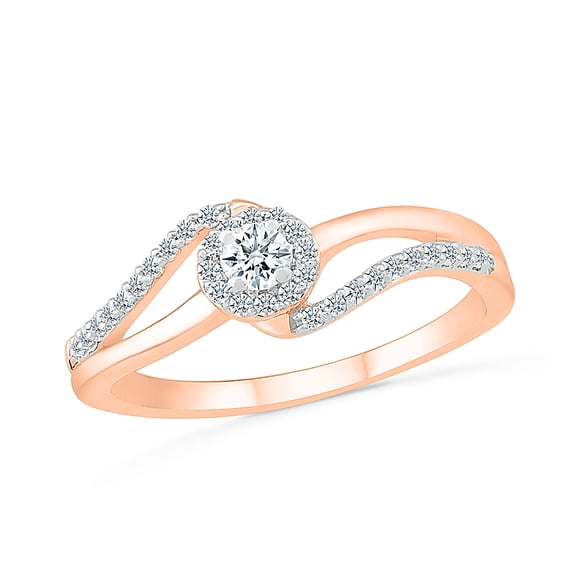 DGOLD 10kt Rose Gold Round White Diamond Twisted Swirl Fashion Ring (1/4 cttw)