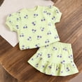 thumbnail image 5 of HBGVBA Toddler Girls Summer 2 Piece Skirt Set,Print Short Sleeve T-Shirt and Skirt,1-9 Years Print Short Sleeve Top Skort Cute Set, 5 of 5