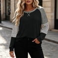 thumbnail image 4 of Yourumao Womens Crewneck Sweatshirts Color Block Lightweight Sweatshirt Striped Long Sleeve Plus Size Pullover Tops for Outdoor, 4 of 6
