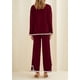thumbnail image 2 of Conjunto de Suéter de Punto para Mujer PRETTYGARDEN Pantalones de Pierna Ancha XL Rojo Vino, 2 of 8