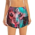 thumbnail image 2 of Salouo Psychedelic Hairless Cat Print Women's 2 in 1 Running Shorts Double-Layer Shorts Athletic Workout Gym Yoga Shorts Running Shorts for Women-Large, 2 of 7