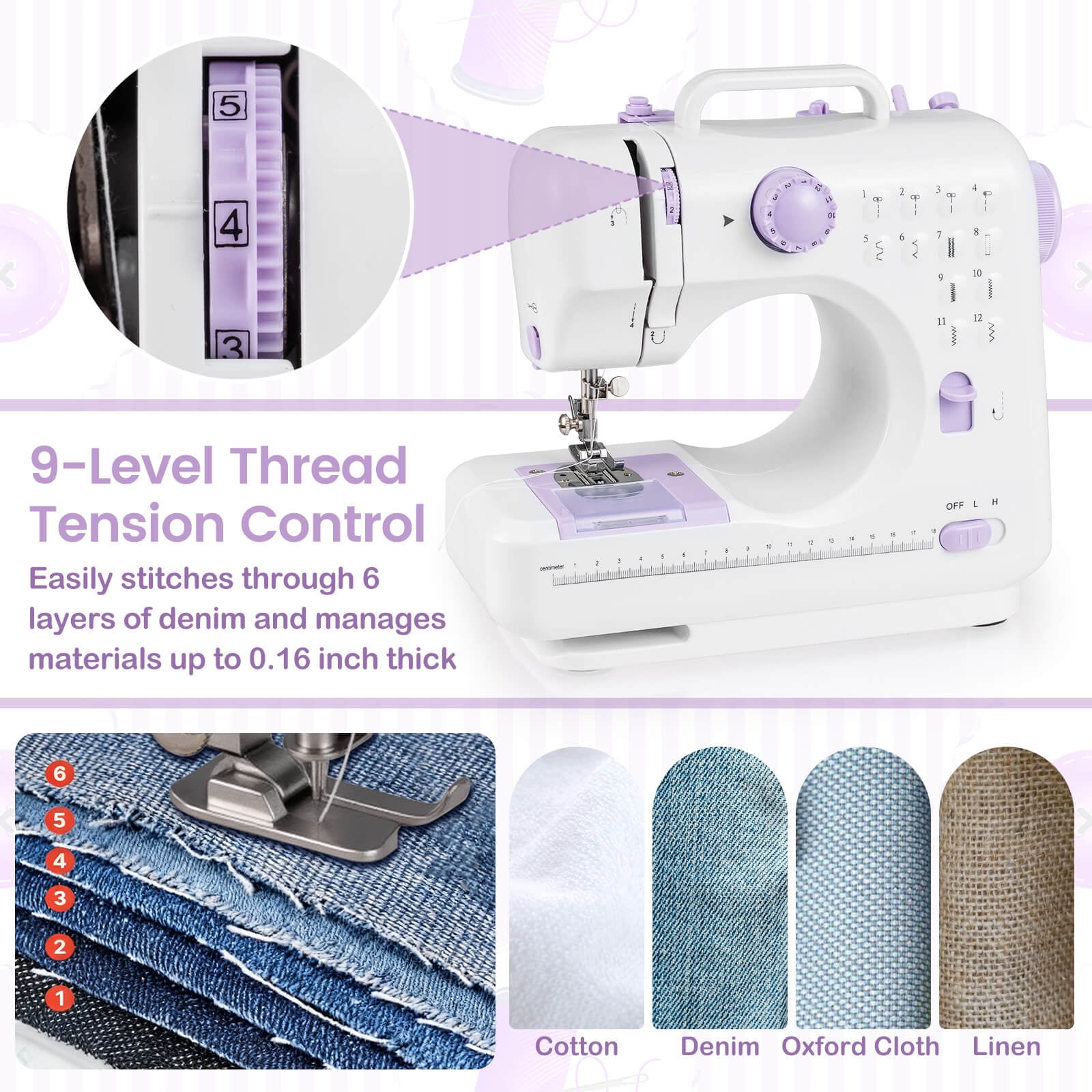 Costway Sewing Machine for Beginners Mini Sewing Machine with 12 Built-in Stitches & Light