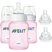 Philips AVENT - 3-Pack of 9oz Bottles w/Your Choice of Nipples, Pink