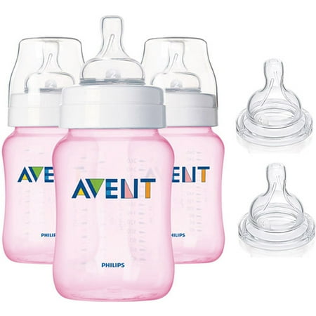 Philips AVENT - 3-Pack of 9oz Bottles w/Your Choice of Nipples, Pink