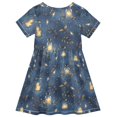 thumbnail image 2 of FORMRS Girls Short Sleeve Dress Summer Casual Round Neck A-line Beach Sundress, Sizes 2T-8T, Blue Firefly Pattern, 2 of 8