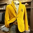 thumbnail image 4 of 2025 Mens Vintage Corduroy Sport Coat Casual Slim Fit 3 Button Blazer Notched Lapel Long Sleeve Jacket Yellow 2XL, 4 of 5