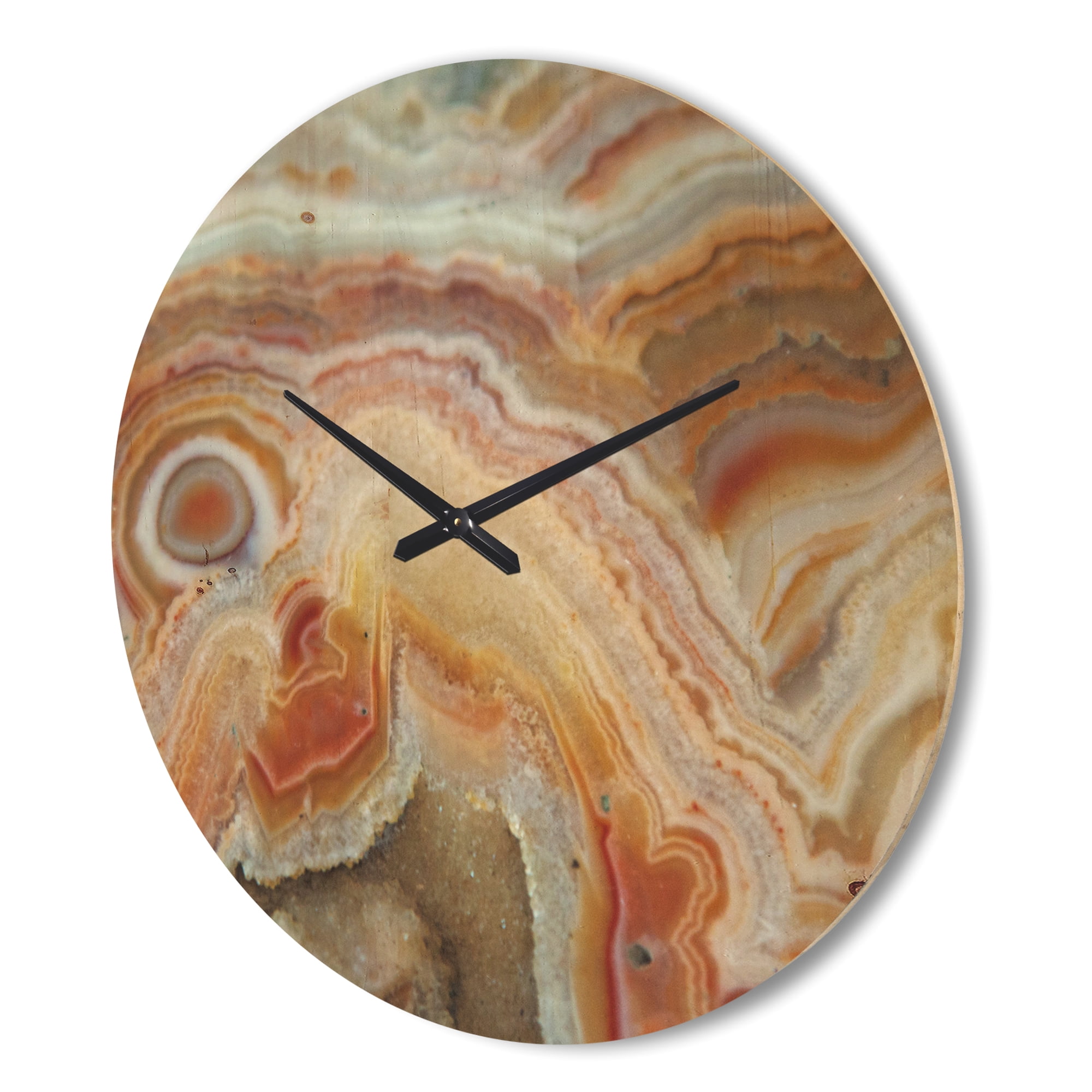 Designart 'Ovals and Strips on Agate ' Modern Wood Wall Clock