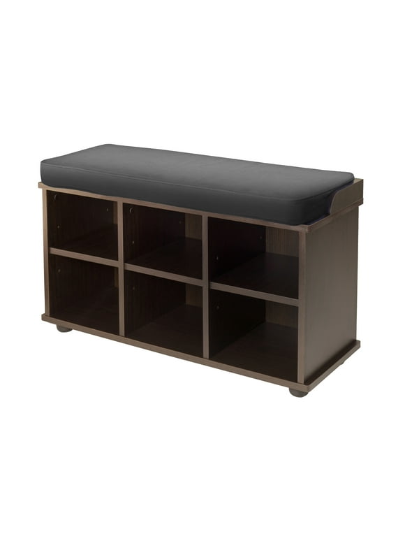 Winsome Wood Townsend Storage Bench, Seat Cushion, Black & Espresso