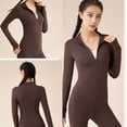 thumbnail image 4 of TMOYZQ Women's Workout Jacket Full Zip Thickened Warm Athletic Jackets Long Sleeve Slim Fit Tops Casual Lightweight Velvet Lined Cropped Active Yoga Tops, 4 of 7