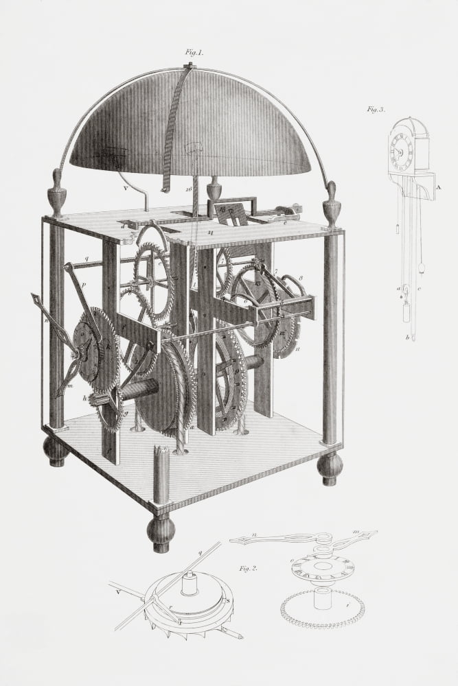 A Thirty Hour Clock With Alarm And Count Wheel Striking Work From The Cyclopaedia Or Universal Dictionary Of Arts Sciences And Literature By Abraham Rees Published London 1820 Canvas Art - Ken Welsh