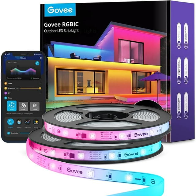 Tira de luces LED para exteriores Govee, luces exteriores inteligentes compatibles con Alexa y Google Assistant