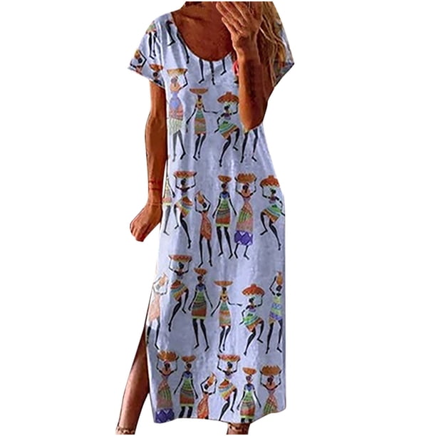 Vestido de manga corta con cuello redondo, informal, cómodo, a la moda para mujer Pompotops ghjkhdj11591
