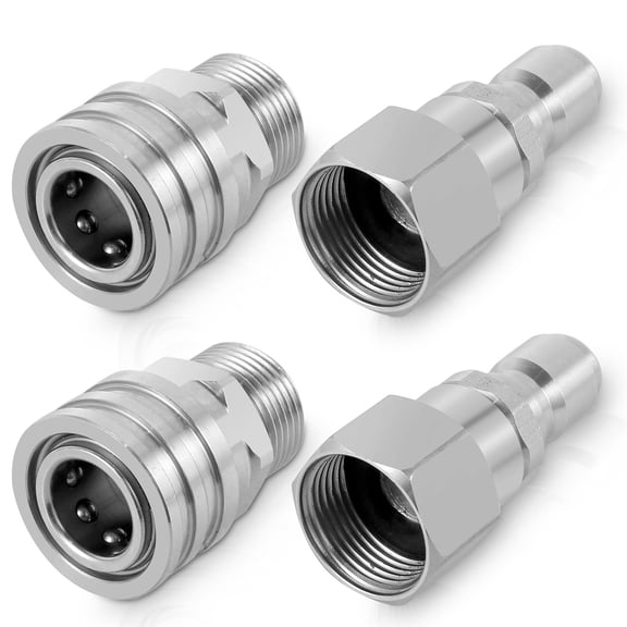 Grusce 2/4Pcs Pressure Washer Adapter Set Stainless Steel Pressure Washer Swivel Fitting 360° Rotating M22 14mm to 3/8inch Quick Disconnect Male and Female Pressure Washer Connector