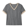 thumbnail image 7 of Diufon Cotton Linen Tops for Women Lace Trim V Neck Short Sleeve Shirts Summer Fashion Vacation Boho Blouses, 7 of 7