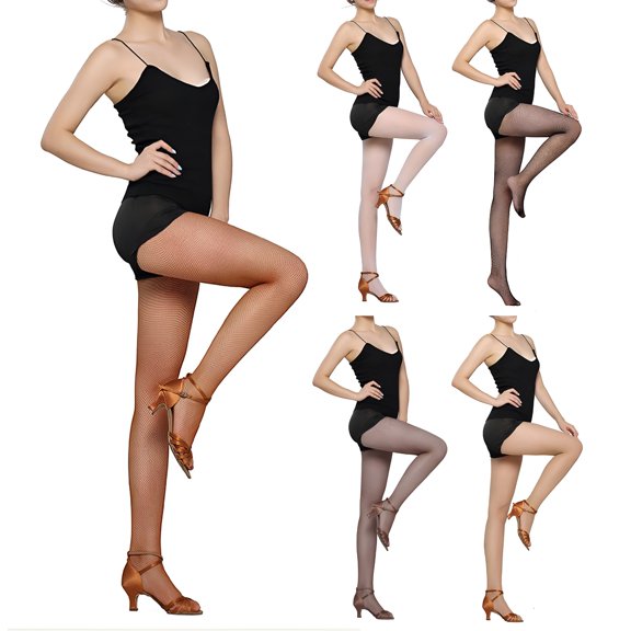 TELOLY Pantyhose Fishnet Stockings Professional Latin Tights Women High Elasticity Fishnet Ballroom Dance Elastic See Through Stockings