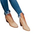thumbnail image 1 of Women Autumn Winter Shoes Cutout Booties Chunky Block Heel Slip On Ankle Boots, 1 of 3