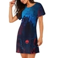 thumbnail image 2 of Rateoe Spooky Halloween Night Scene Print Women’s Nightdress – Cozy Cotton Short-sleeved Sleep Shirt, Loose-Fit Sleepwear, Perfect for Relaxing and Sleeping, 2 of 6