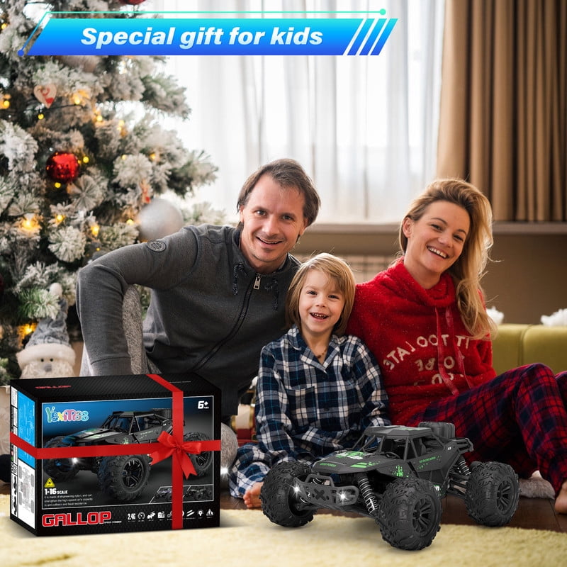 LOOKFLY 1:16 Scale Fast Large RC Car,40+KM/H All Terrain High Speed Remote Control Car, 4x4 RC Monster Truck with 60 Min Runtime,2 Batteries,Gifts Toys for Kids & Adults,Black