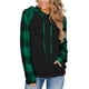 thumbnail image 2 of Sudadera para mujer Color Block Plaid Transpirable Manga larga Sudaderas con capucha Jersey para el trabajo en casa, 2 of 6