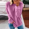 thumbnail image 2 of pxiakgy Chandail Décontracté à Manches Longues pour Femmes Automne Hiver Col Rond Couleur Unie hotpink + m, 2 of 5