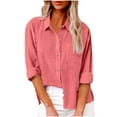 thumbnail image 2 of Karight Womens Button Down Shirts Cotton Linen Dress Shirt Long Sleeve Oversized Boyfriend Solid Tunic Tops with Pockets, 2 of 7