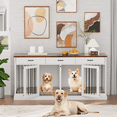 thumbnail image 3 of QUNTTINA 63'' Dog Cage Furniture for 2 Dogs,with Divider and 3 Drawers, White, 3 of 11