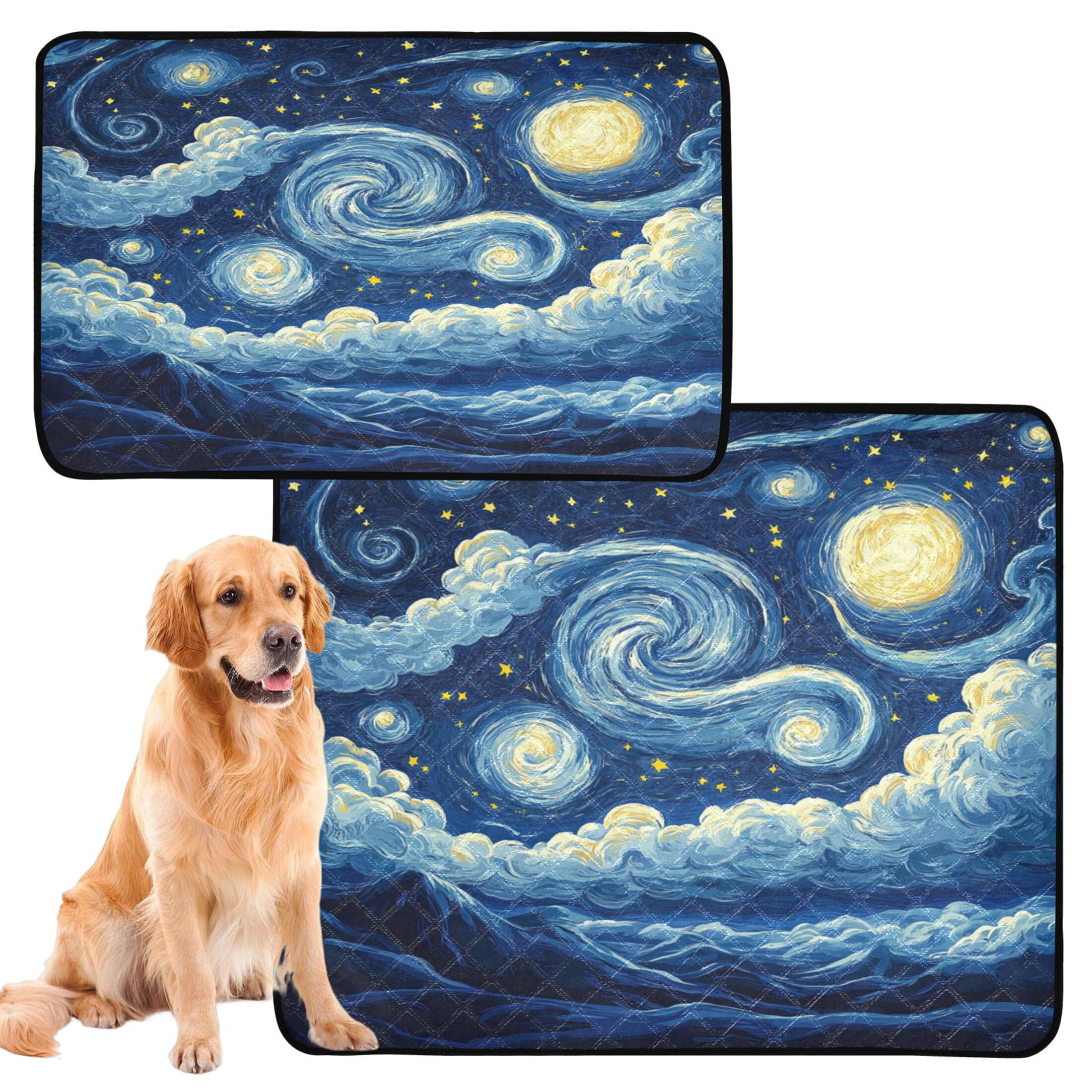 Qxltty Starry Night Cat litter Pads Pet Set of 3 Diaper Mats Center Anti-leakage Layer Absorbent Soft and Comfortable
