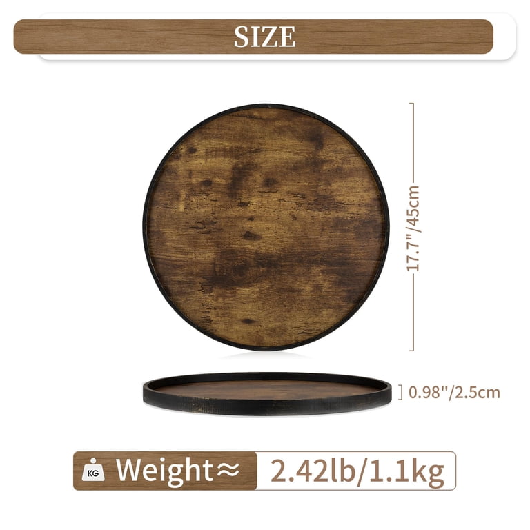Hanobe Farmhouse Round Tray, Brown, 18 Inch photo 4