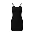 thumbnail image 4 of Women's Basic Mini Bodycon Dress Sleeveless Spaghetti Strap Scoop Neck Stretchy Lightweight Cami Slip Dress For Layering Summer Daily Wear Club Date Night, 4 of 5