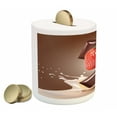 thumbnail image 2 of Fruit Piggy Bank, Strawberries Chocolate and Milk Design Drink Ingredients on Brown Ombre Background, Ceramic Coin Bank Money Box for Cash Saving, 3.6" X 3.2", Multicolor, by Ambesonne, 2 of 4