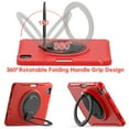 thumbnail image 5 of Kids Friendly Hybrid Case for iPad Pro 12.9 2022/2021/2020/2018, Rugged Case with Rotating Ring Stand Pencil Holder Heavy Duty Protection Slim Fit Silicone PC Case for iPad Pro 12.9, Red, 5 of 13