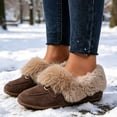 thumbnail image 6 of Knivor Cozy Moccasin Slippers for Women Metal Slip On Warm Fluffy Slippers Closed Toe Fashion Loafers Slippers for Indoor Outdoor House Shoes, 6 of 9