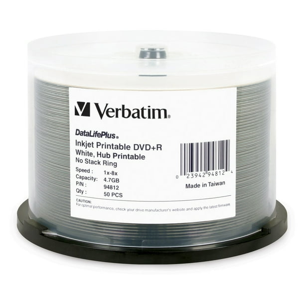 Verbatim DataLifePlus 4 7GB 8X DVD R White Inkjet Printable Hub  verbatim-datalifeplus-4-7gb-8x-dvd-r-white-inkjet-printable-hub