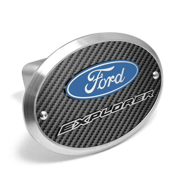 Ford Explorer 3D Logo on Carbon Fiber Look Oval Billet Aluminum 2 inch Tow Hitch Cover