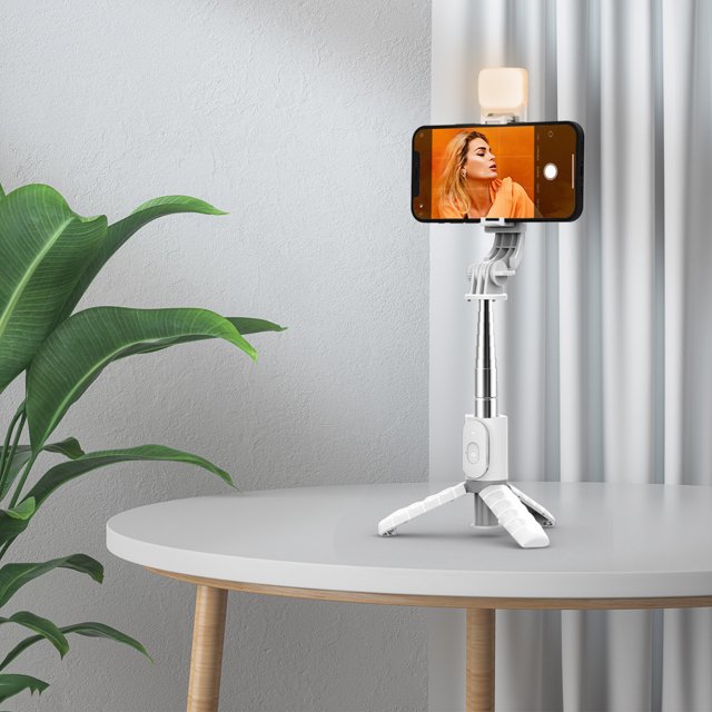 WIFKLSIIPG Perche à Selfie Sans Fil Bluetooth avec Lumière LED et Poignée Anti