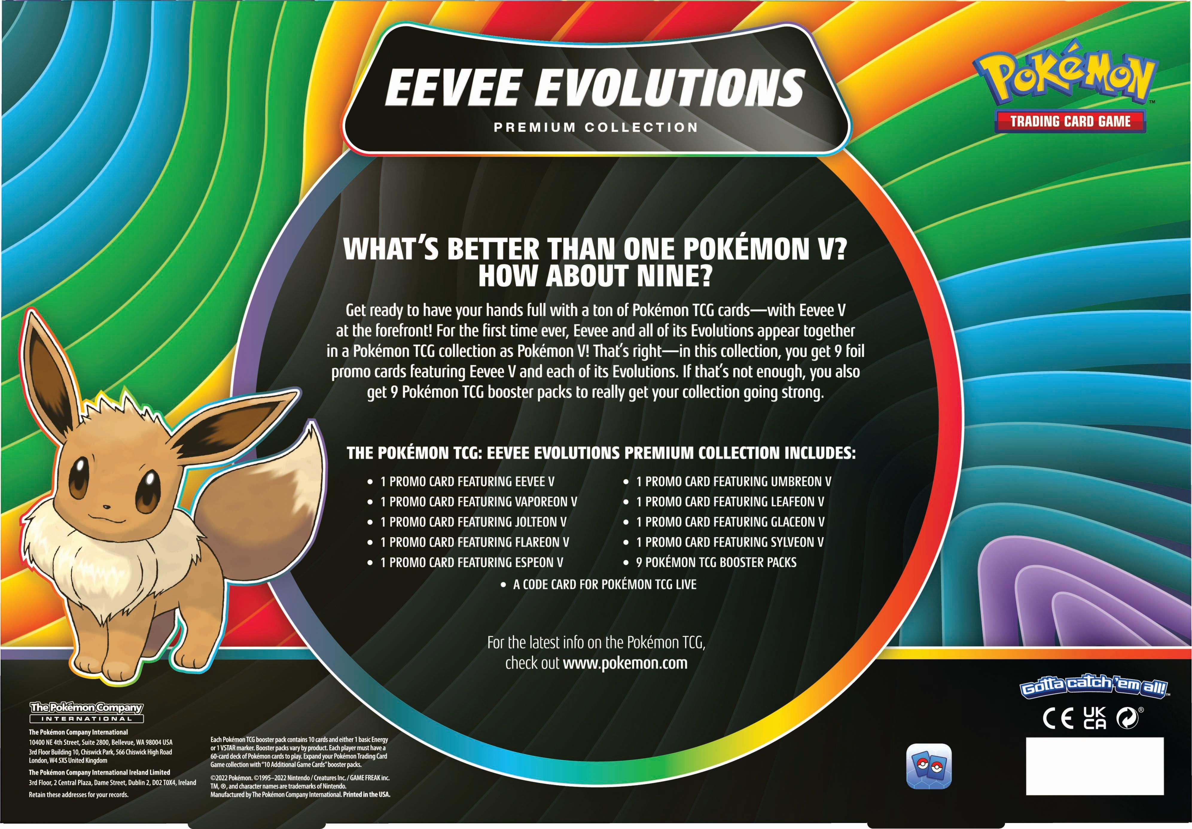 Nintendo Pokemon TCG Eevee Evolution Vmax Premium Collection Card Game -  Set of 820650851308
