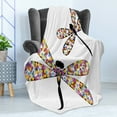 thumbnail image 4 of Modern Soft Flannel Fleece Throw Blanket, Butterfly and Dragonflies Colorful Alluring Wings and Dark Silhouettes Print, Cozy Plush for Indoor and Outdoor Use, 50" x 70", Multicolor, by Ambesonne, 4 of 5
