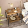 thumbnail image 3 of Cubicubi 2-Tier End Table with Wooden Shelf, Side Table with Waterproof Boards and Metal Frame, Deep Brown, 3 of 6