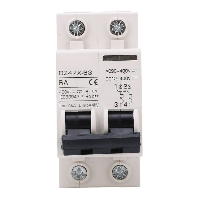 AC DC Disconnect Switch, 400V Overload Protection 4000A Breaking Capacity Miniature Circuit Breaker 2P For Household