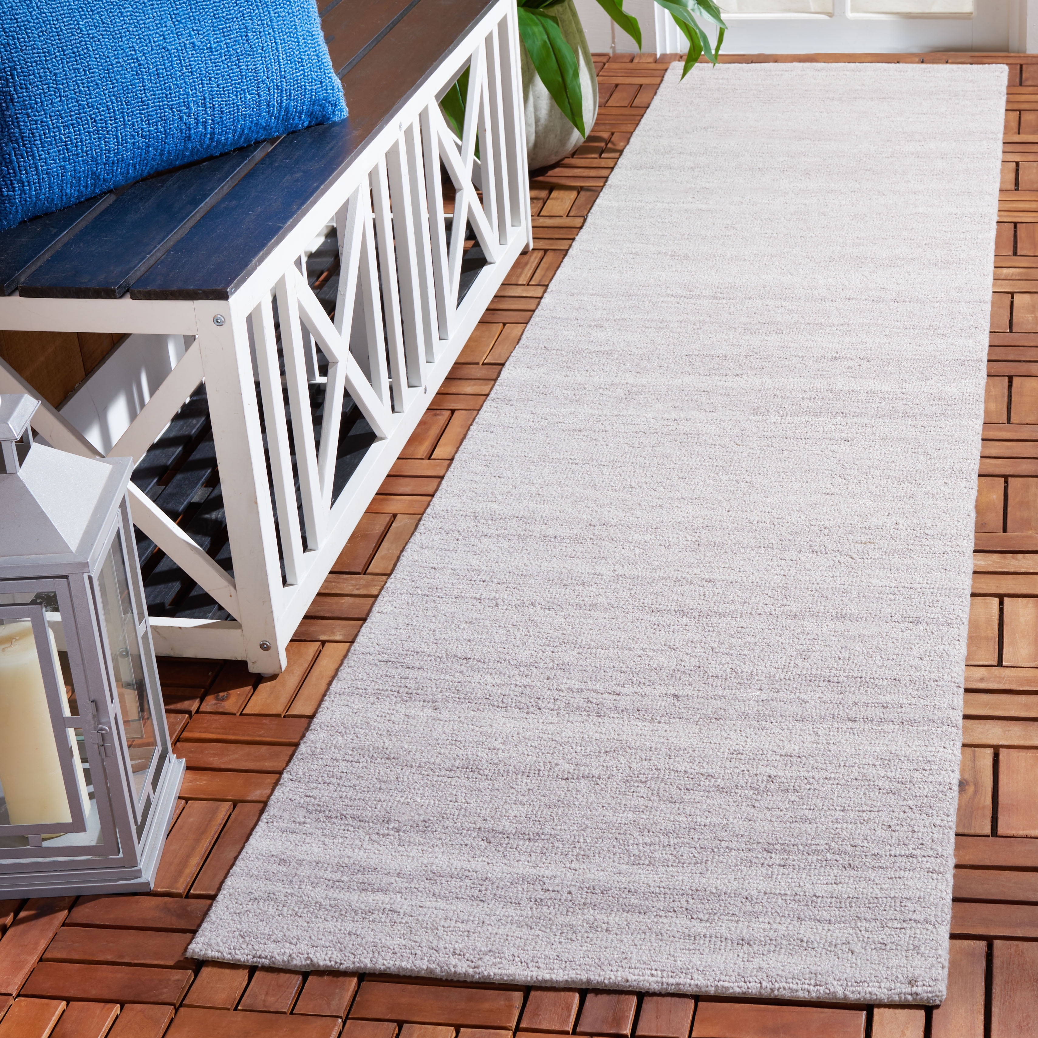 SAFAVIEH Outdoor Micro-Loop Garrett Solid Indoor/Outdoor Runner Rug, Beige, 2'3" x 9'