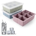 thumbnail image 1 of 3 Pack - Silicone Ice Cube Molds With Removable Lids, Reusable (blue, Green, Pink), 1 of 4