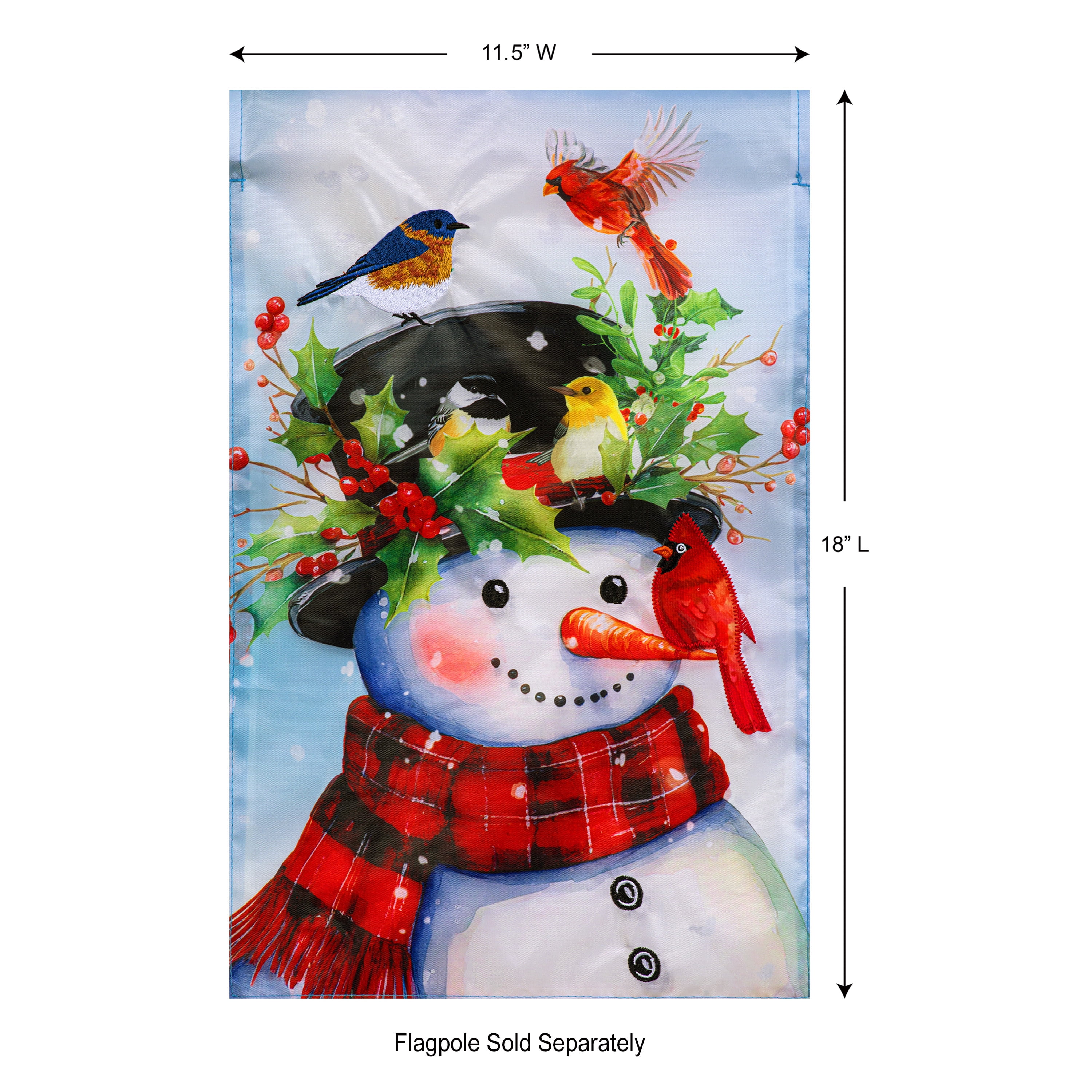 Meadow Creek Holiday Outdoor Yard Flag Snowman, Assembled 18 in. H x 14.5 in. W