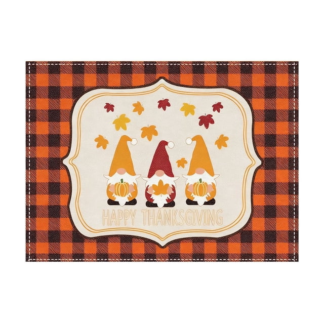 Ensemble de Table de l\'Action de Grâce 16,5 Po x 12,6 Po Polyester Design Citrouille de Récolte d'Automne pour Décorations de Fête et de Traiteur