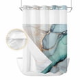 thumbnail image 2 of Blue Teal Marble No Hook Shower Curtain Waterproof, Bathroom Curtains with Snap in Liners and See Through Top Window, Modern Ink Painting Abstract Hotel Style Bathtub Curtains Shower 72"Wx84"L, 2 of 8