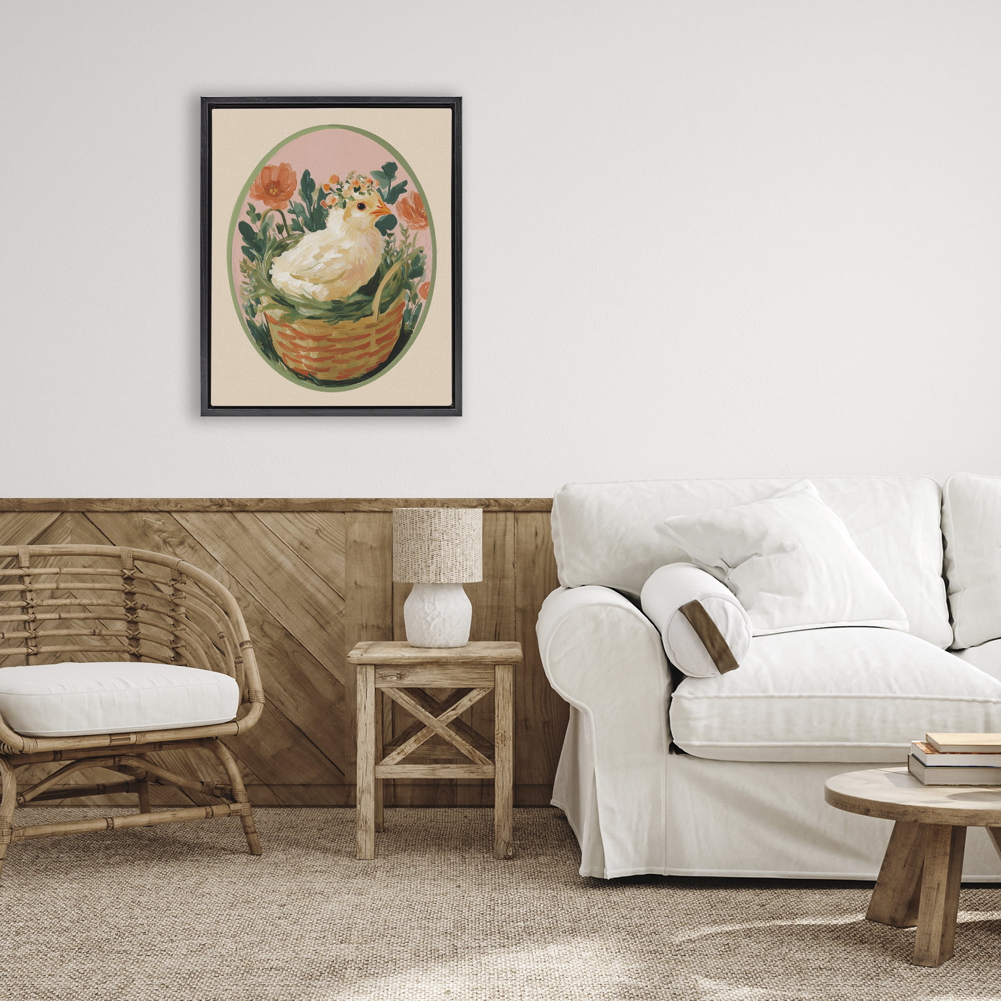 Stupell Industries Bloom Nest Chick Black Framed Floater Canvas Wall Art, design by Yen